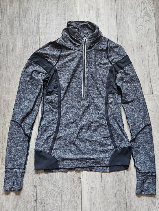 lululemon athletica Tops - Lululemon Womens Size 8 Half Zip Running Pullover Jacket Grey Space Dye Thumbhol